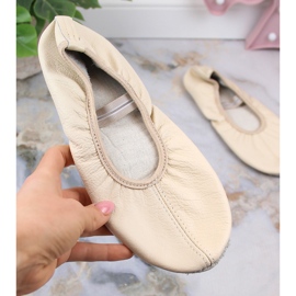 Ballerine da donna in pelle con elastici beige Nazo NB02 1