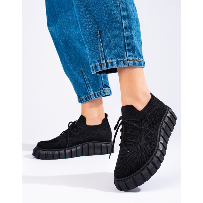 Scarpe sportive da donna in tessuto Shelovet nero 2