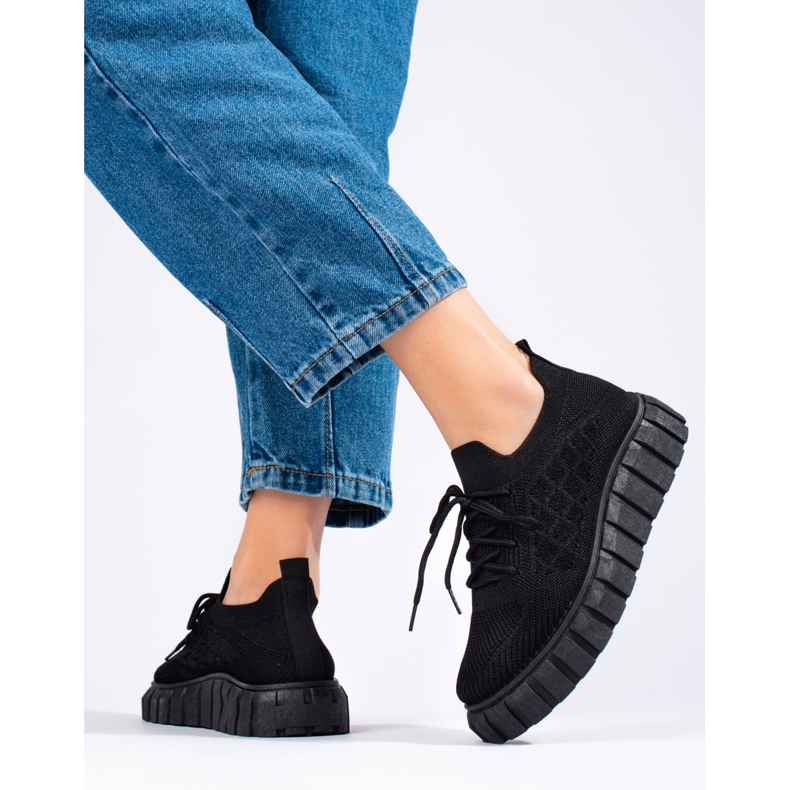 Scarpe sportive da donna in tessuto Shelovet nero 1