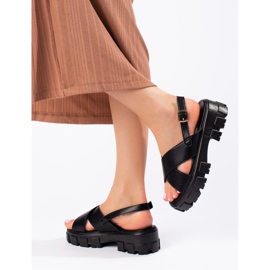 Vinceza Sandali con plateau di colore nero di Vincez 2