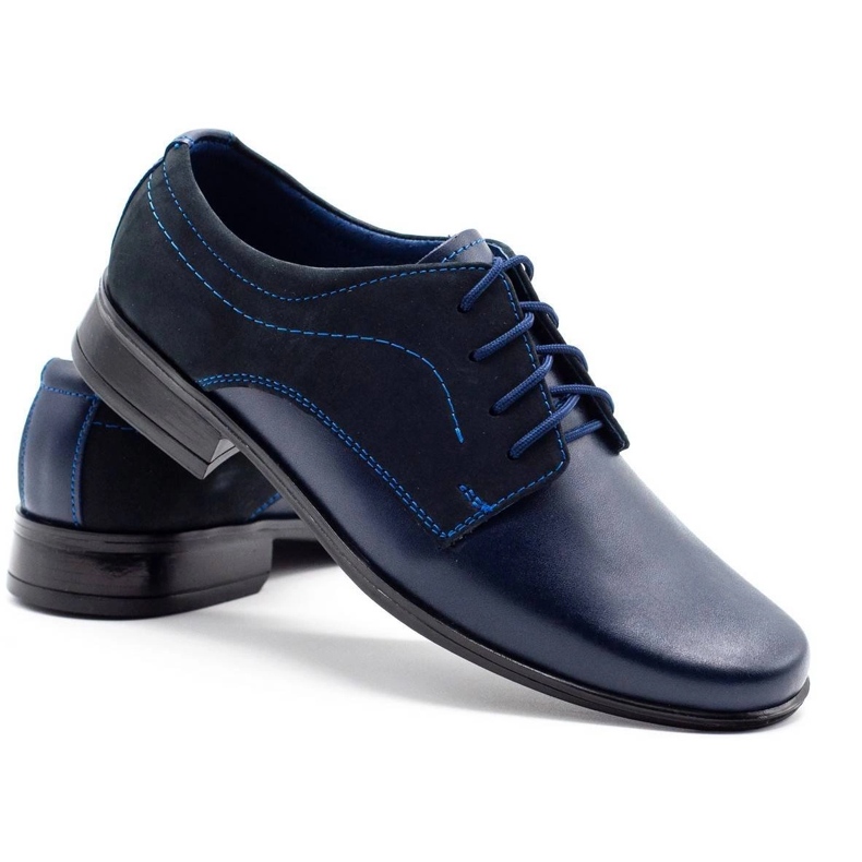 Olivier Ragazzi in pelle dei ragazzi navy con nubouk blu 2