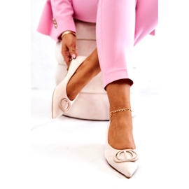 Ballerine in pelle scamosciata femminile con mendicante leggero beige 4