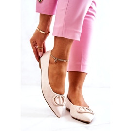 Ballerine in pelle scamosciata femminile con mendicante leggero beige 2