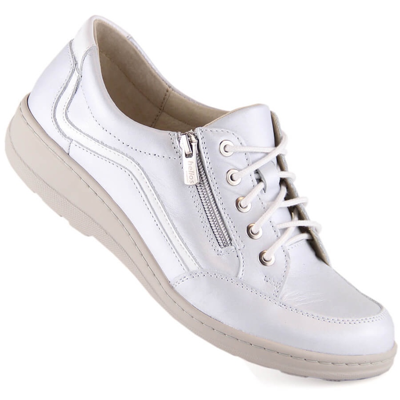 Scarpe con zeppa in pelle argento da donna Helios 411 1