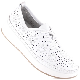 Scarpe sportive da donna in pelle sulla piattaforma bianca traforata Filippo DP4606 bianco 1