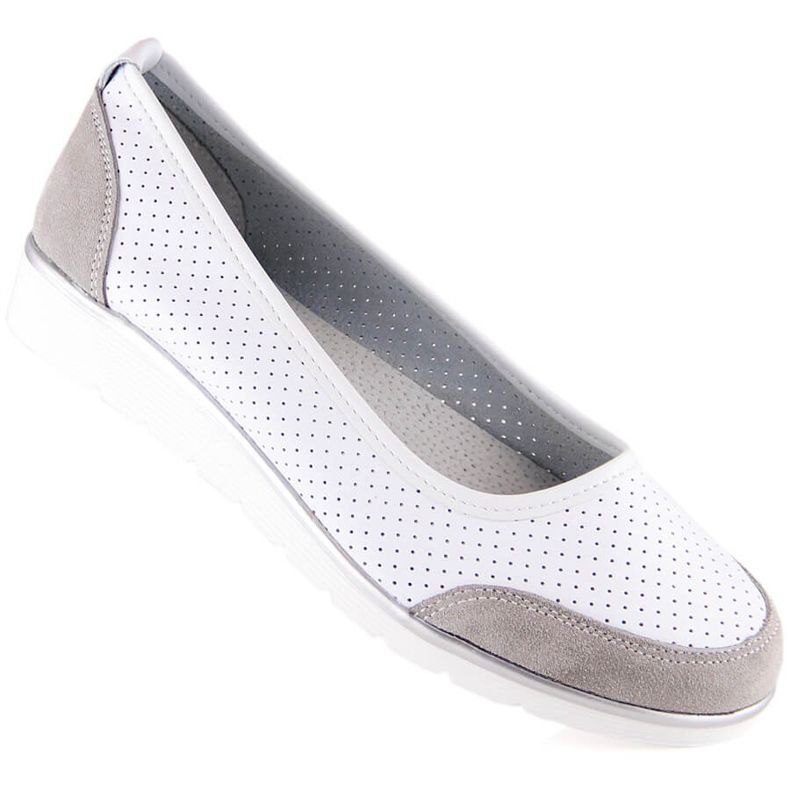 Ballerine da donna in pelle bianca traforata Filippo DP4524 2