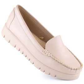 Mocassini da donna sulla piattaforma beige Potocki YQ21020 1