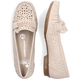 Comodi mocassini da donna traforati Rieker 40068-60 beige 1