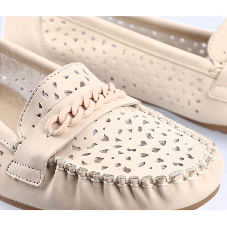 Comodi mocassini da donna traforati Rieker 40068-60 beige 2