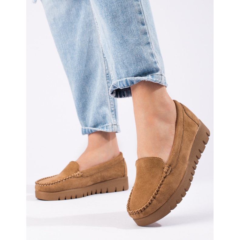 W. Potocki Mocassini slip-on in camoscio beige con suola spessa di Potocki 1