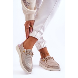 PM1 Sneakers Senza Lacci Da Donna Di Tela Beige Kenza 2