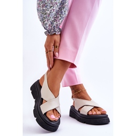 PE1 Sandali con plateau Chester beige alla moda 2