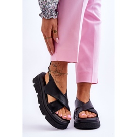 PE1 Sandali neri alla moda con plateau Chester nero 1