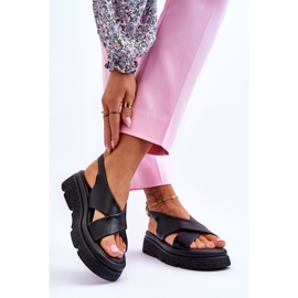PE1 Sandali neri alla moda con plateau Chester nero 2