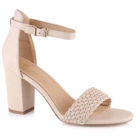 Evento Sandali con tacco intrecciato Beige 23SD35-5945 1