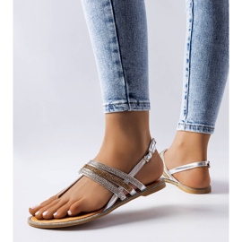 BM Sandali argentati decorati con strass Lampron d'argento 1