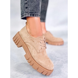 BM Mocassini con plateau Amparo Khaki in camoscio beige 1