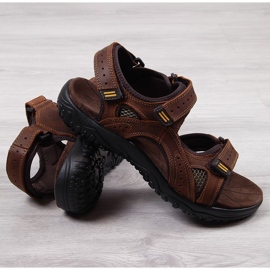 McKeylor 8654 sandalo da uomo in pelle marrone con velcro 1