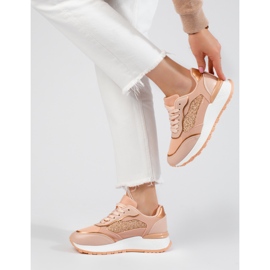 Sneakers da donna Shelovet rosa e oro con plateau 2