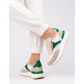 Scarpe sportive da donna beige con plateau alto di Shelovet 1
