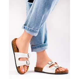 Ciabatte da donna bianche con fibbie Shelovet bianco 1