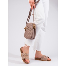 Ciabatte da donna beige scuro con fibbie Shelovet 2