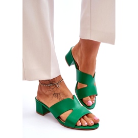 Joia Sandali classici in pelle con tacco basso Miley Green verde 3