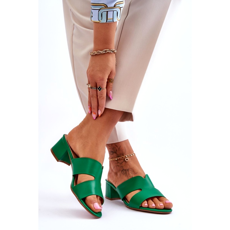 Joia Sandali classici in pelle con tacco basso Miley Green verde 2