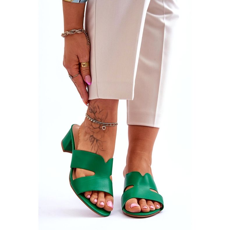 Joia Sandali classici in pelle con tacco basso Miley Green verde 1