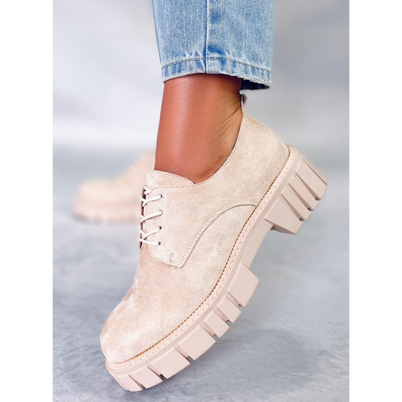 PA1 Mocassini con plateau in pelle scamosciata di Amparo Beige 1