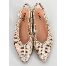 Seastar Ballerine con tacco aperto traforate oro Grazia d'oro 1