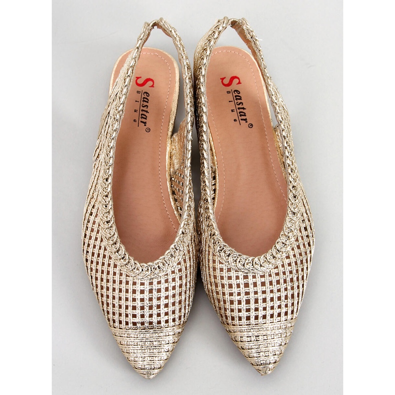 Seastar Ballerine con tacco aperto traforate oro Grazia d'oro 1