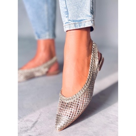 Seastar Ballerine con tacco aperto traforate oro Grazia d'oro 2
