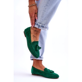 Belluci Mocassino Classico In Camoscio Con Frange Verde Averil 4