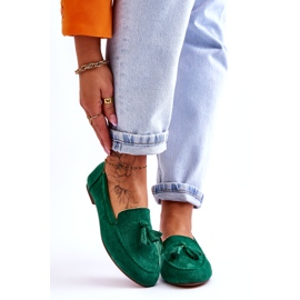 Belluci Mocassino Classico In Camoscio Con Frange Verde Averil 1