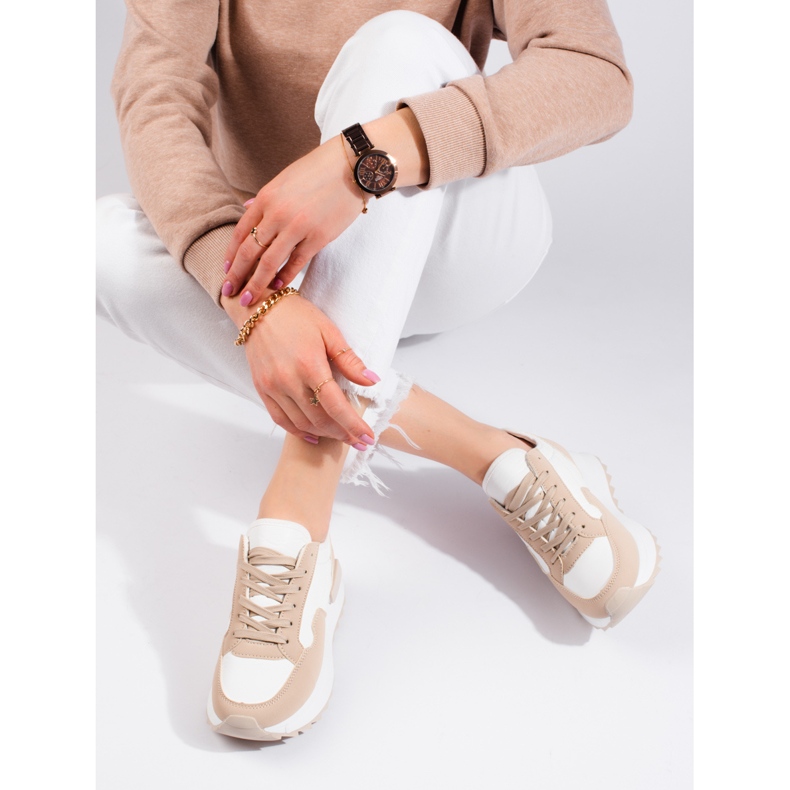 W. Potocki Sneakers da donna su una spessa suola beige Potocki 1