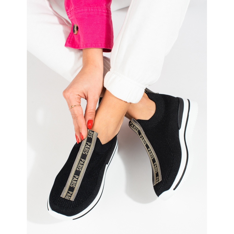 Scarpe sportive leggere da donna sulla piattaforma Shelovet nero 2