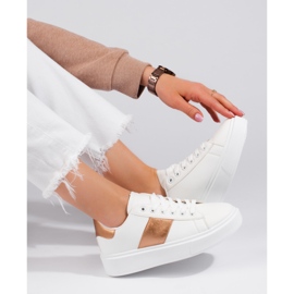 Sneakers bianche da donna sulla piattaforma Shelovet bianco 2