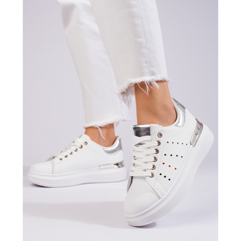 Sneakers bianche Shelovet con suola spessa bianca 2