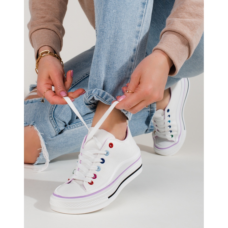 Sneakers con plateau da donna Shelovet bianche bianco 2