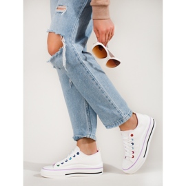 Sneakers con plateau da donna Shelovet bianche bianco 1