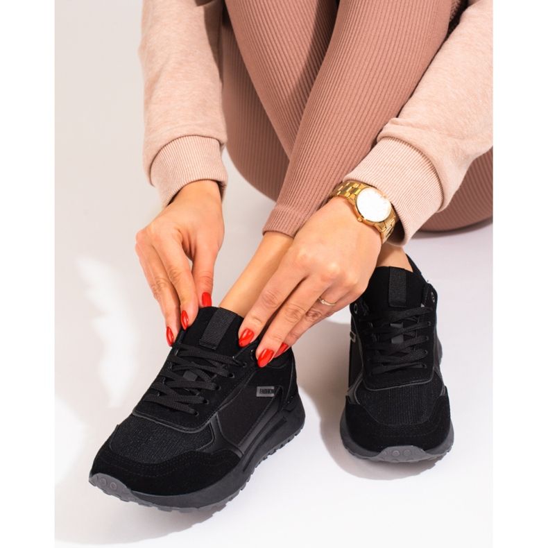 Sneakers da donna Shelovet in camoscio nero 2