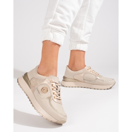 Sneaker da donna Shelovet in pelle beige 2