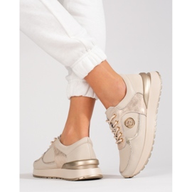 Sneaker da donna Shelovet in pelle beige 1