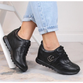 Scarpe sportive da donna con zeppa nascosta nera Jezzi ASA170-11 nero 1