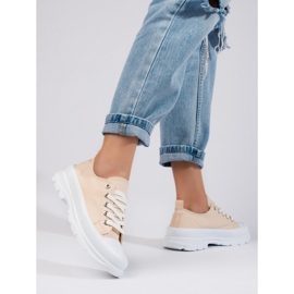 Sneakers con plateau da donna Shelovet beige 1