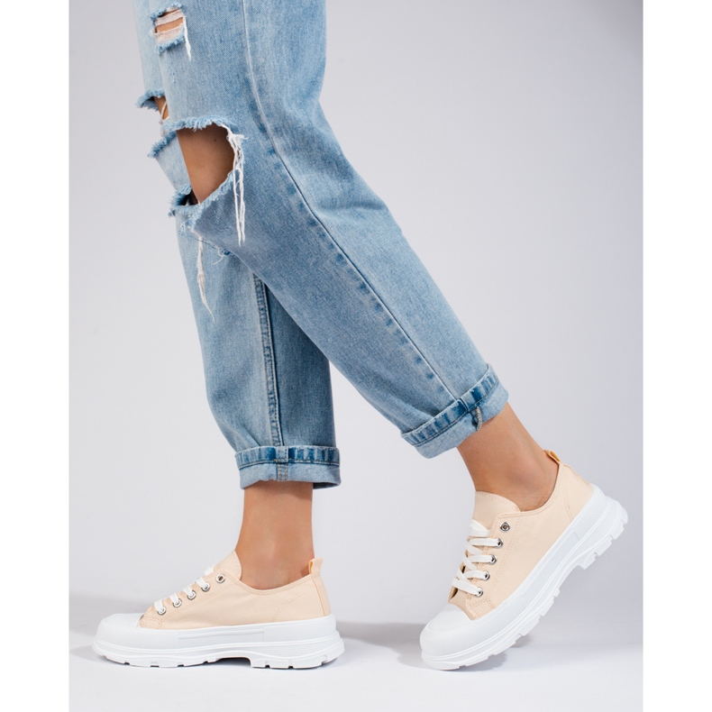 Sneakers con plateau da donna Shelovet beige 2
