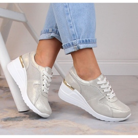 Scarpe con zeppa comode in pelle oro S.Barski LR29525 d'oro 1