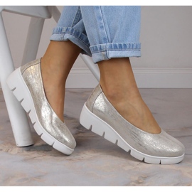 Scarpe con zeppa slip-on da donna in pelle Filippo DP4560 d'oro 1