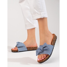 Pantofole da donna a righe bianco blu Vinceza 1